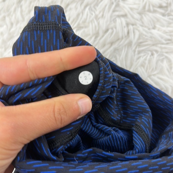 Lululemon Wunder Under Crop Luxtreme Score Jacquard Black Cerulean Blue - Picture 3 of 7